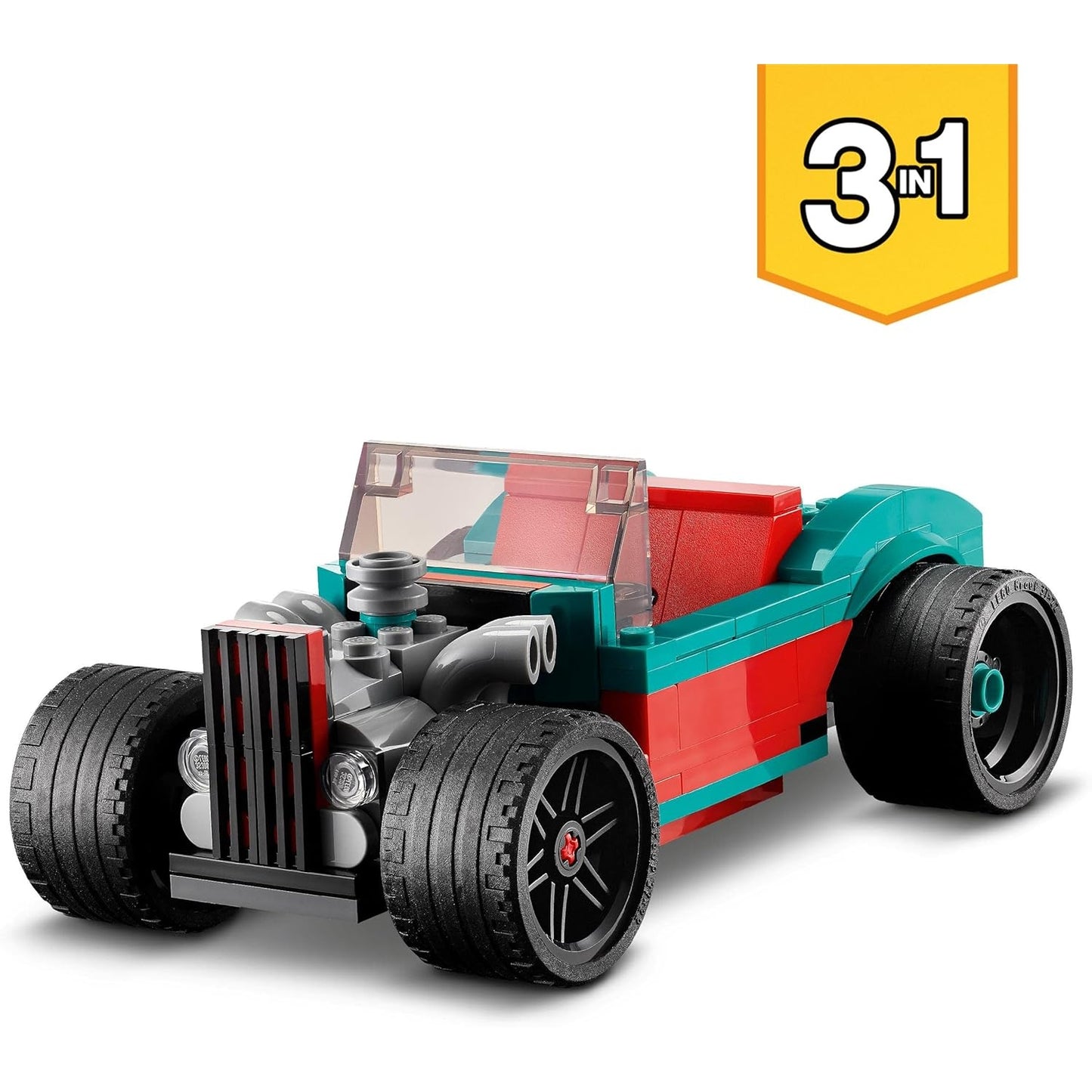 LEGO 31127 Creator 3-in-1 Straßenflitzer: Rennwagen Muscle Car Und Hot Rod Modellauto Bausatz