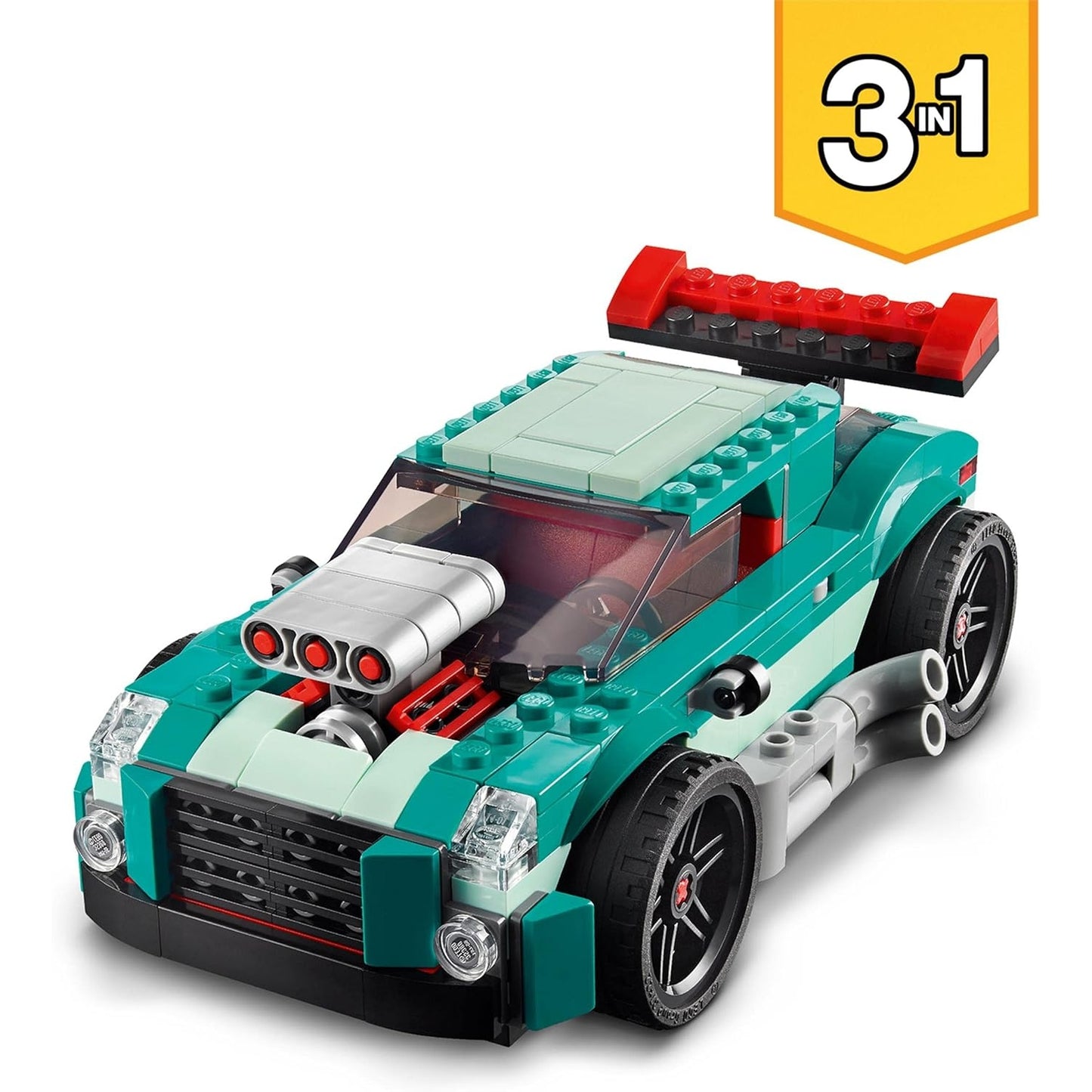 LEGO 31127 Creator 3-in-1 Straßenflitzer: Rennwagen Muscle Car Und Hot Rod Modellauto Bausatz
