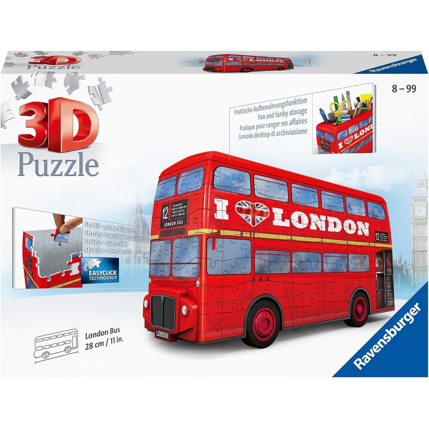 Ravensburger 3D Puzzle London Bus 12534 - 216 Teile Das berühmte Fahrzeug Londons als 3D Puzzle