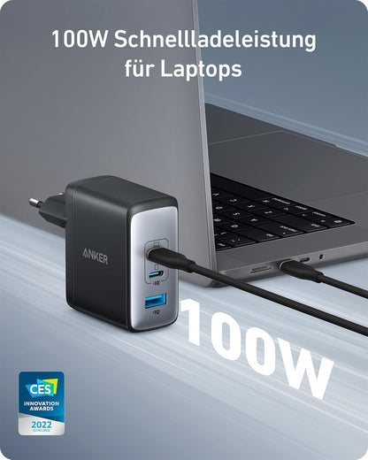 100W USB C Ladegerät, Anker 736 Charger (Nano II) Schnellladegerät, 3-Port USB C Netzteil für MacBook Pro/Air, iPad Pro, Galaxy S22/S20, iPhone 15/Pro