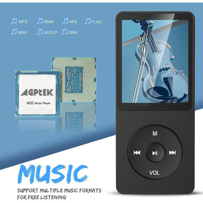 AGPTEK MP3 Player 8GB verlustfrei MP3 mit 1,8 Zoll Bildschirm 70 Stunden tragbare Musik Player mit Kopfhörer