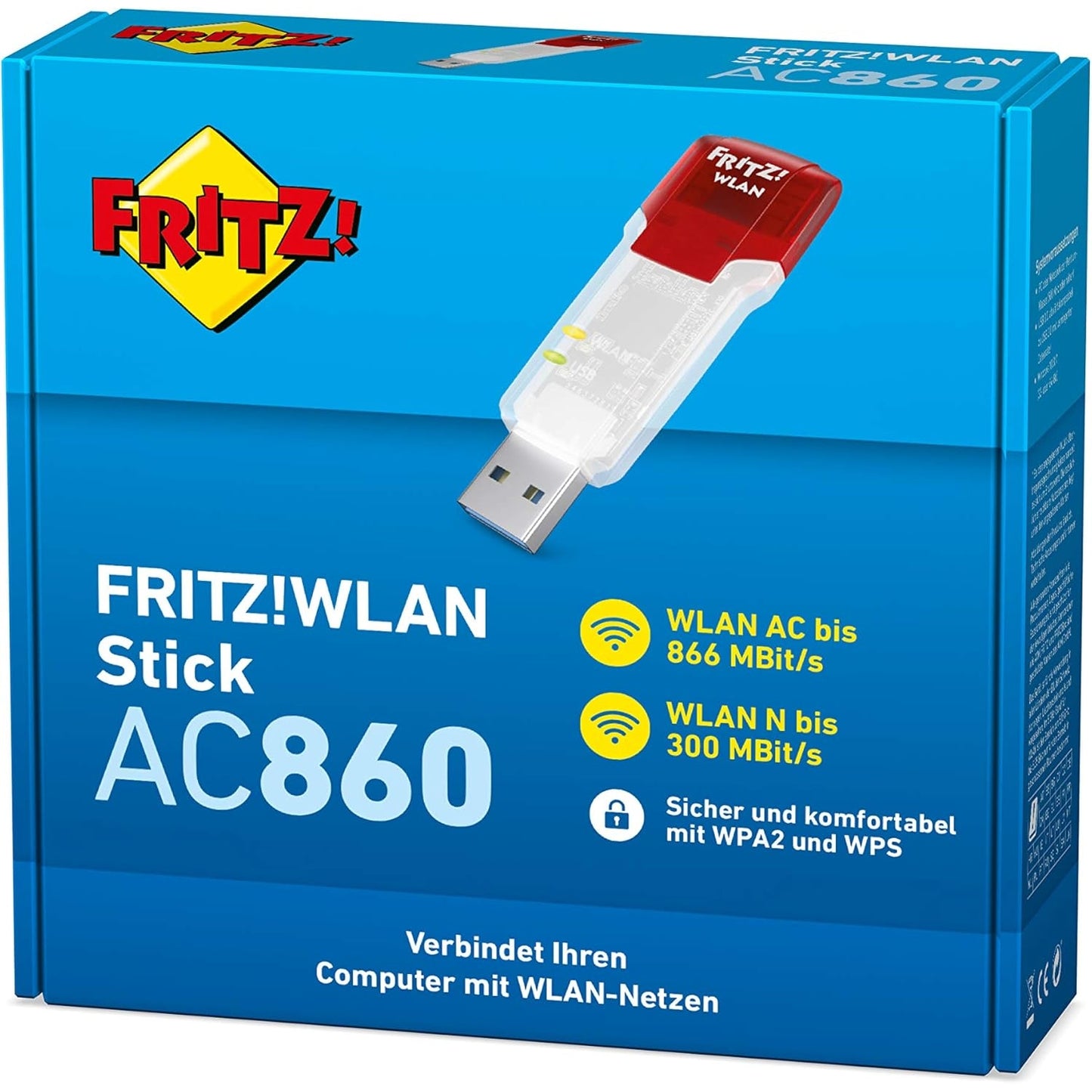 AVM FRITZ!WLAN Stick AC 860 (866 MBit/s (5 GHz), 300 MBit/s, WLAN N, 2,4 GHz, WPA2) deutschsprachige Version