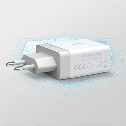 Anker 24W 2 Port USB Ladegerät mit PowerIQ Technologie, Reise Ladegerät für iPhone, iPad, Samsung - Miyashop24