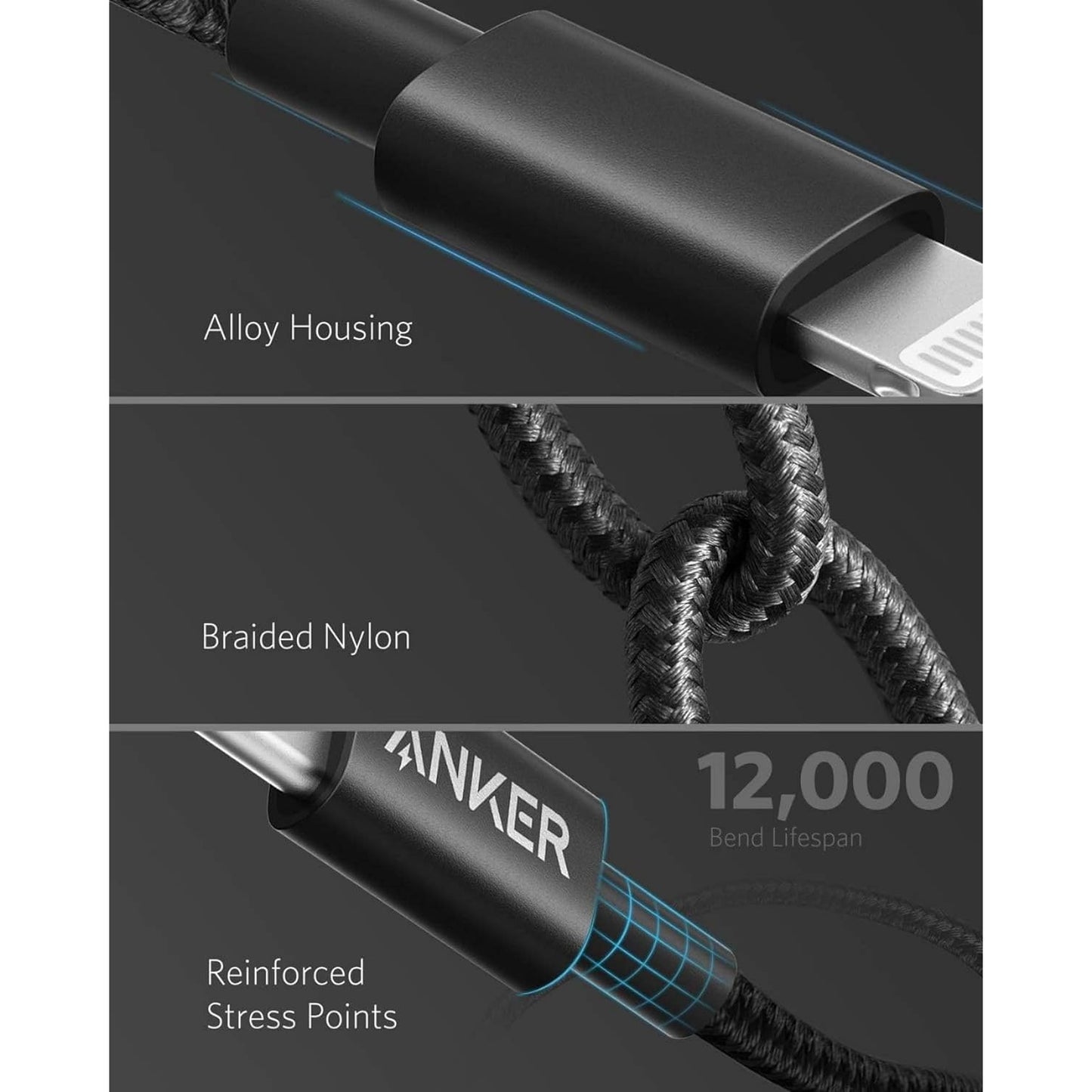 Anker 331 USB-C auf Lightning Kabel New Nylon Ladekabel (100cm) Geeignet für iPhone