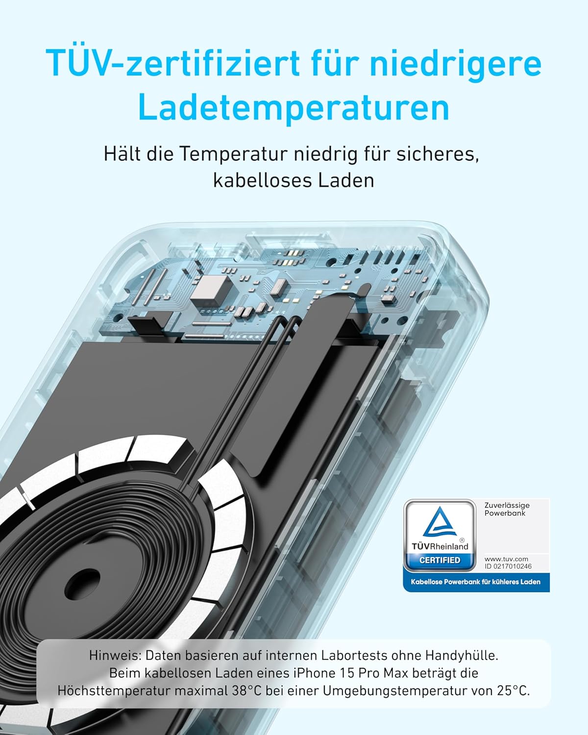 Anker Magnetische Powerbank, kompaktes 10.000mAh Ladegerät mit 30W Max. Schnellladen, kabellos und portabel, hautfreundlicher und robuster Akku, für iPhone 16/15/14 Serie, AirPods und mehr