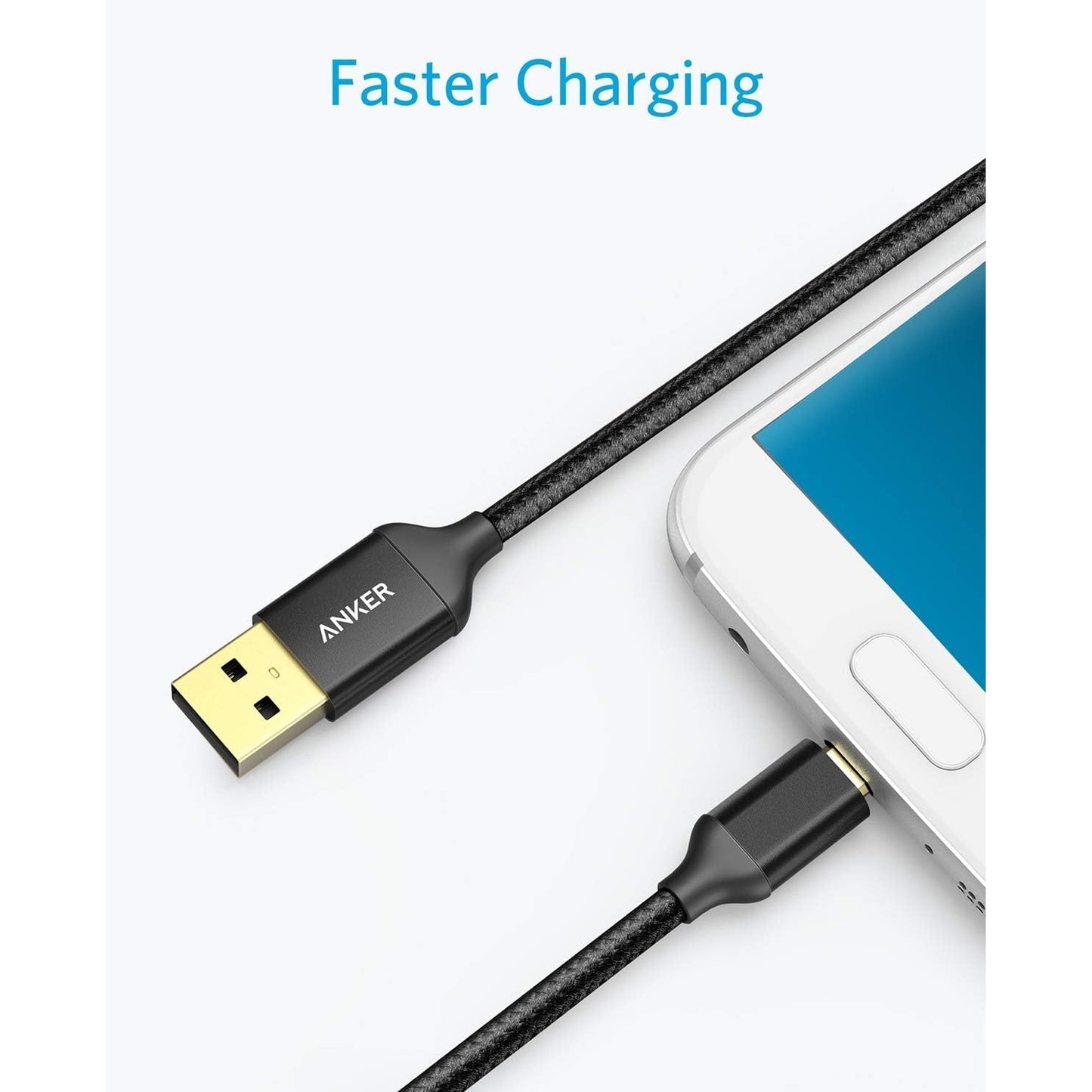 Anker Micro USB Kabel Nylon 1.8M [2-Pack] High Speed Sync und Ladekabel mit vergoldeten Steckern für Samsung