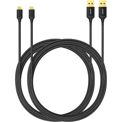 Anker Micro USB Kabel Nylon 1.8M [2-Pack] High Speed Sync und Ladekabel mit vergoldeten Steckern für Samsung