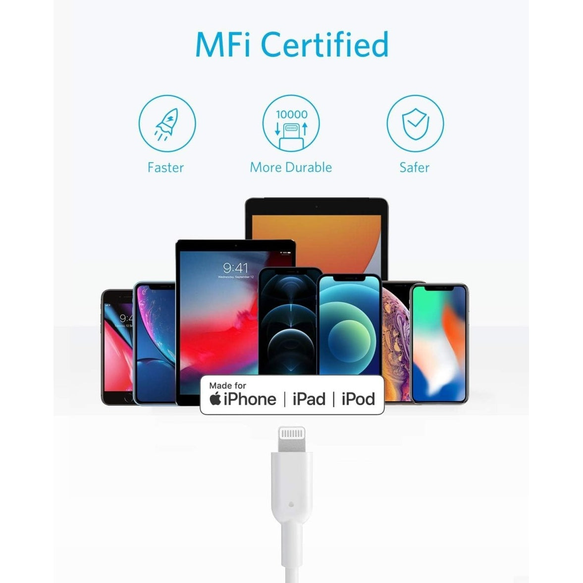 Anker PowerLine II USB C auf Lightning Kabel 90 cm lang MFi - Zertifiziert für iPhone - Miyashop24