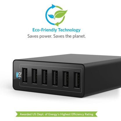 Anker PowerPort 6 (60W 6-Port USB Ladegerät) Ladeadapter mit PowerIQ Technologie