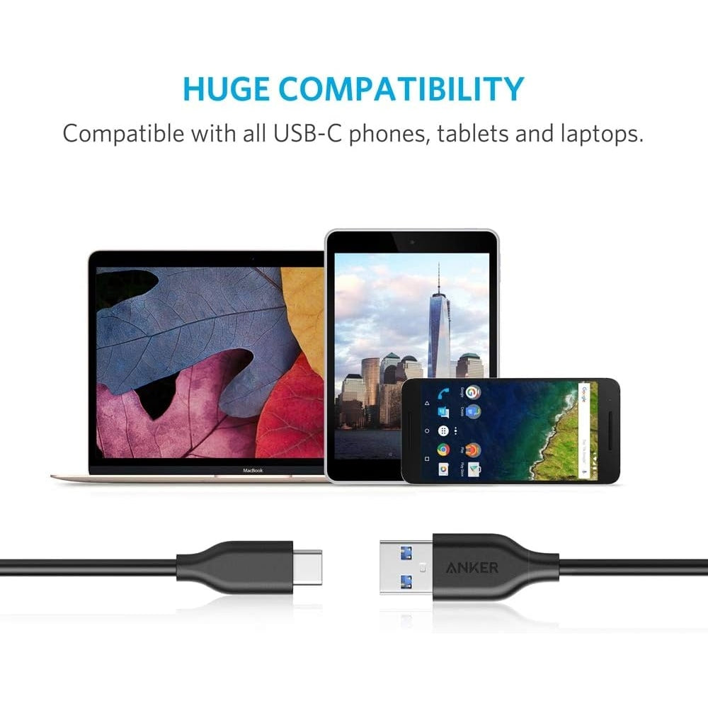 Anker Powerline 90cm USB C auf USB 3.0 Kabel, USB-C mit 56k Ohm Pull-Up Widerstand für USB Type C Geräte