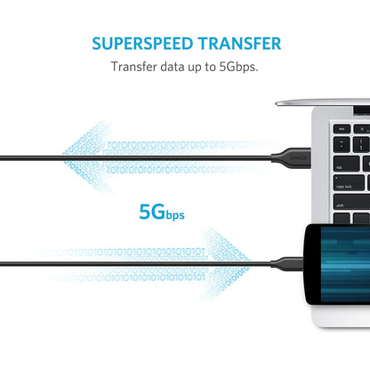 Anker Powerline 90cm USB C auf USB 3.0 Kabel, USB-C mit 56k Ohm Pull-Up Widerstand für USB Type C Geräte