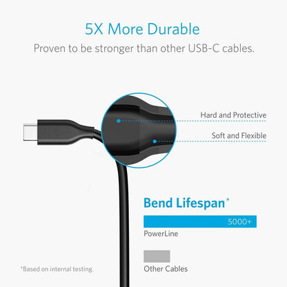 Anker, Powerline USB 3.0 auf USB C Ladekabel 3 m mit 56k Ohm Klimmzugwiderstand für Samsung