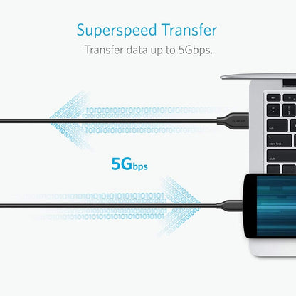 Anker, Powerline USB 3.0 auf USB C Ladekabel 3 m mit 56k Ohm Klimmzugwiderstand für Samsung