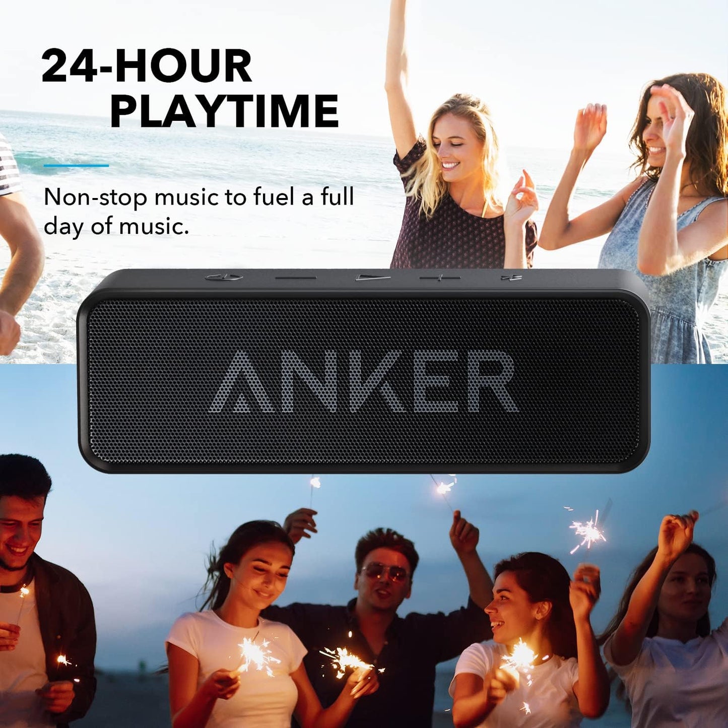 Anker SoundCore Kompakter Bluetooth Lautsprecher, 24 Stunden Wiedergabe, Intensiver Bass, Integriertes Mikrofon