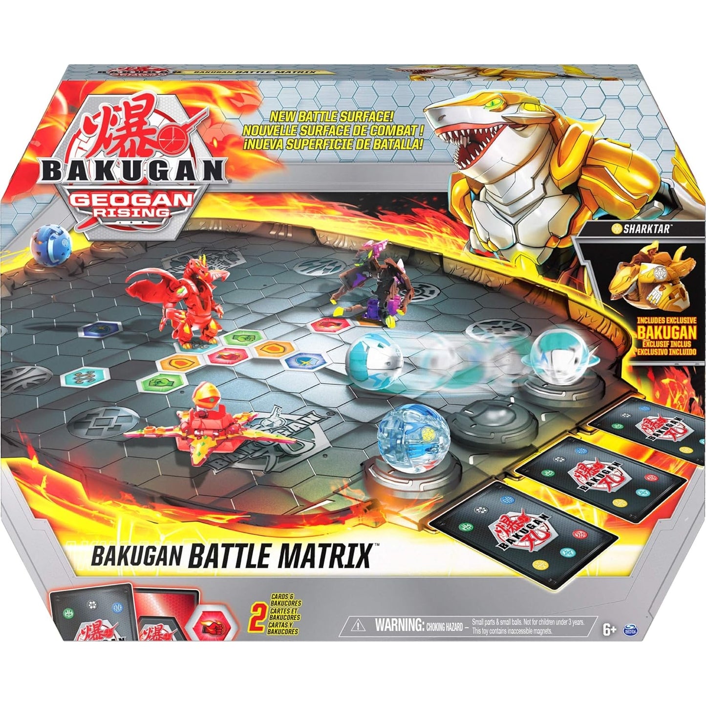 BAKUGAN 'Geogan Rising' Arena, Battle Matrix, zerlegbares Spielfeld mit exklusivem Aurelus Sharktar