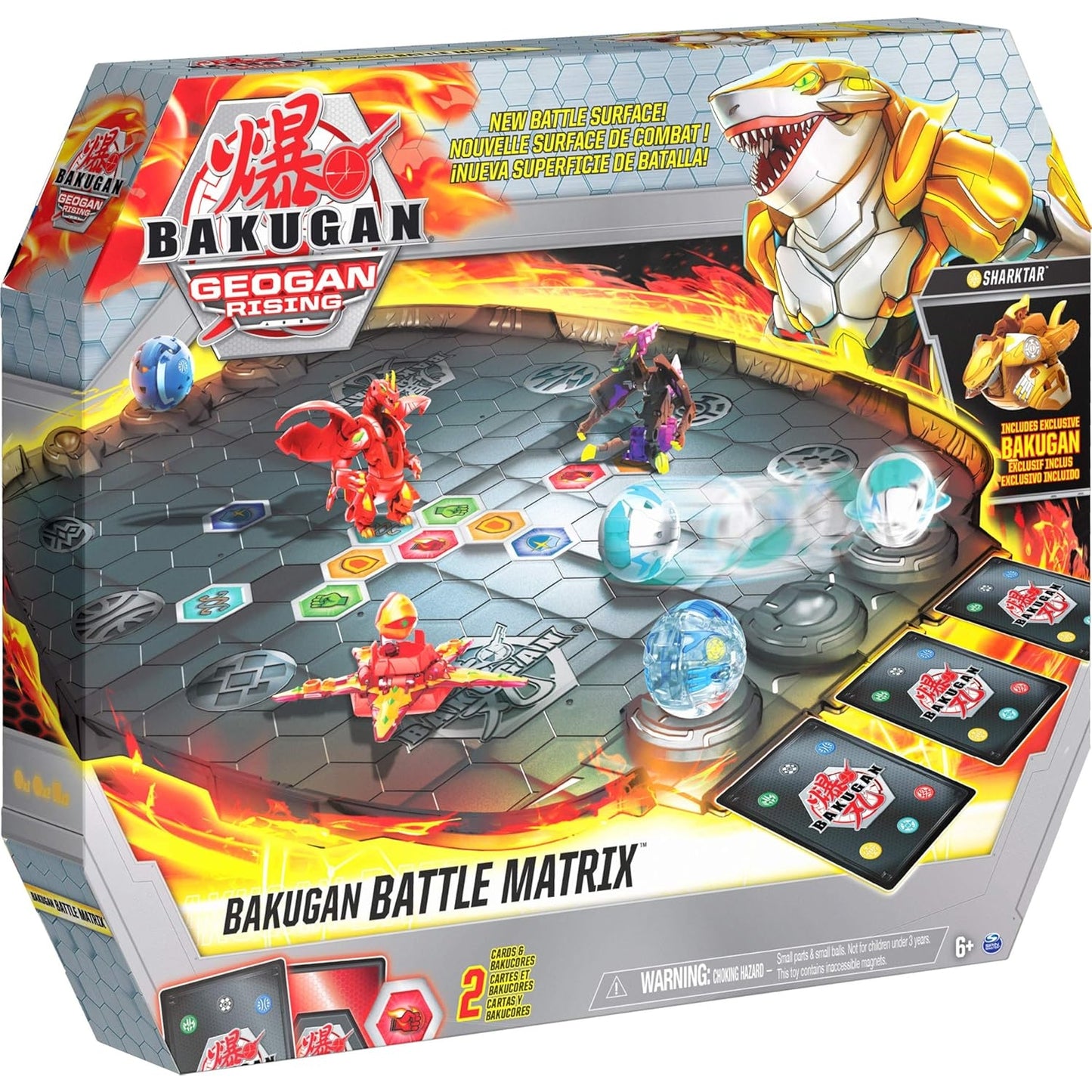 BAKUGAN 'Geogan Rising' Arena, Battle Matrix, zerlegbares Spielfeld mit exklusivem Aurelus Sharktar