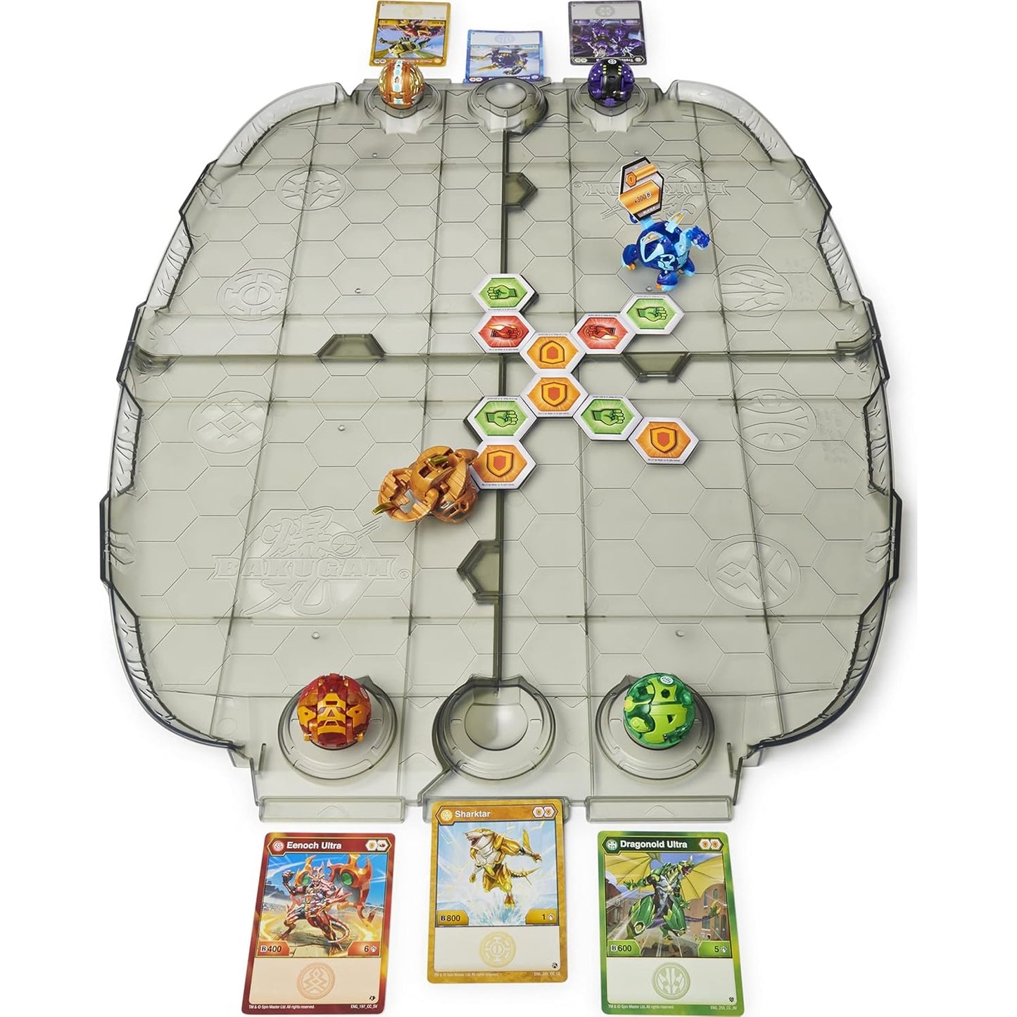 BAKUGAN 'Geogan Rising' Arena, Battle Matrix, zerlegbares Spielfeld mit exklusivem Aurelus Sharktar