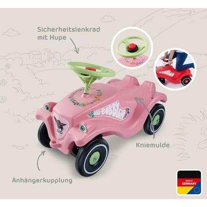 BIG-Bobby-Car Classic Flower Kinderfahrzeug mit Blumenaufklebern für Jungen und Mädchen