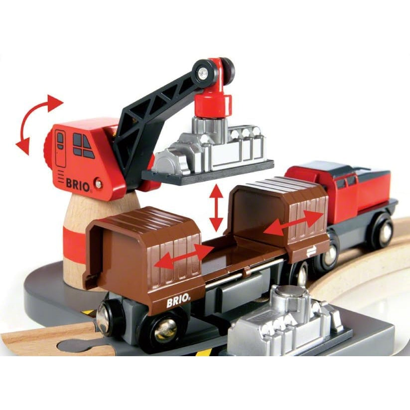 BRIO World 33061 Container Hafen Set Mit Hafenbrücke und beweglichem Kran zum Beladen des Frachtschiffes