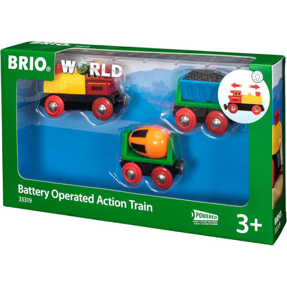 BRIO World 33319 Zug mit Batterielok Mit beweglichem Kohlewaggon und rotierendem Zementmischer