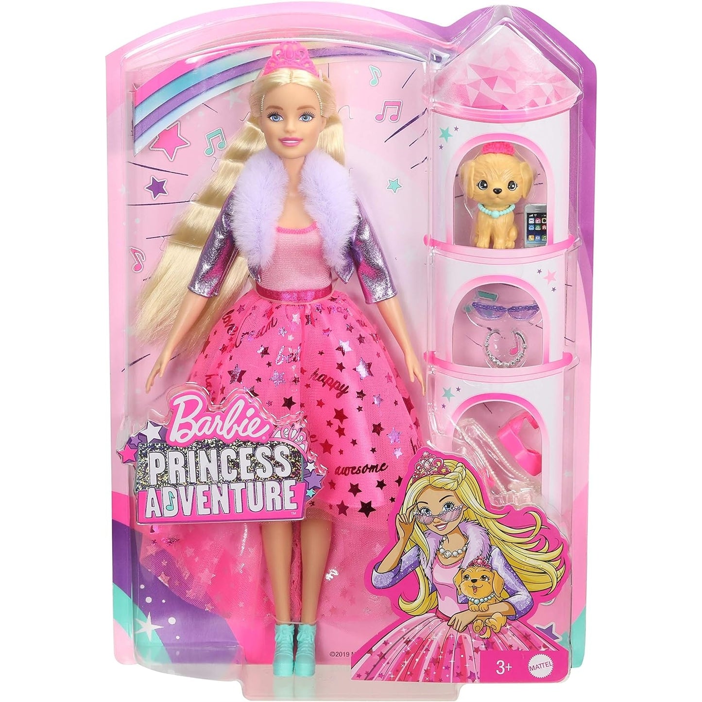 Barbie GML76 Prinzessinnen-Abenteuer Puppe mit Mode ca. 30 cm blond mit Hündchen