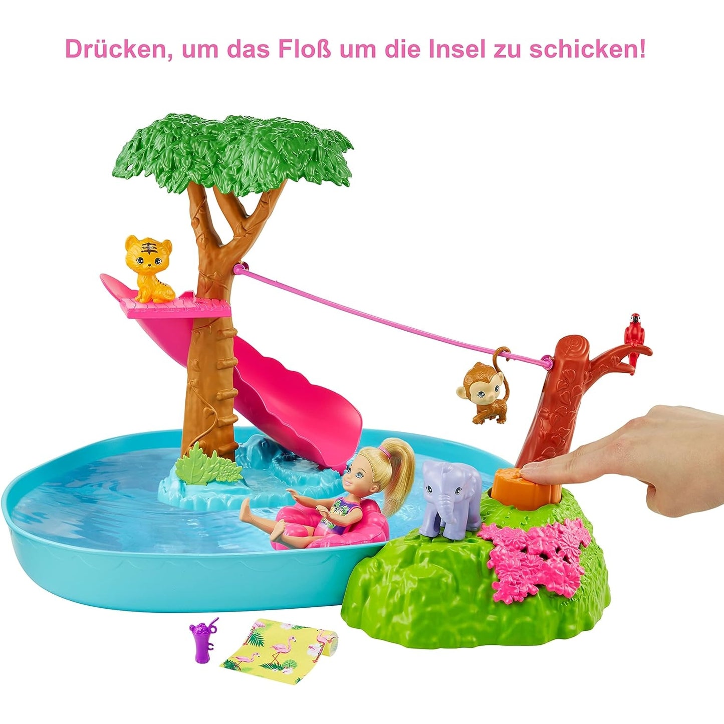 Barbie GTM85 Chelsea „Der verrückte Geburtstag“ Dschungelparty-Spielset mit Chelsea-Puppe