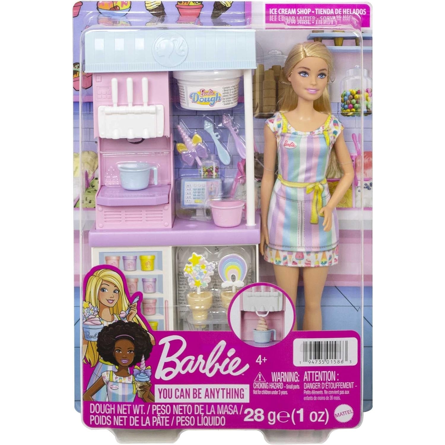 Barbie HCN46 You Can Be Anything Serie, Eisdiele, 1x Barbiepuppe mit blonden Haaren