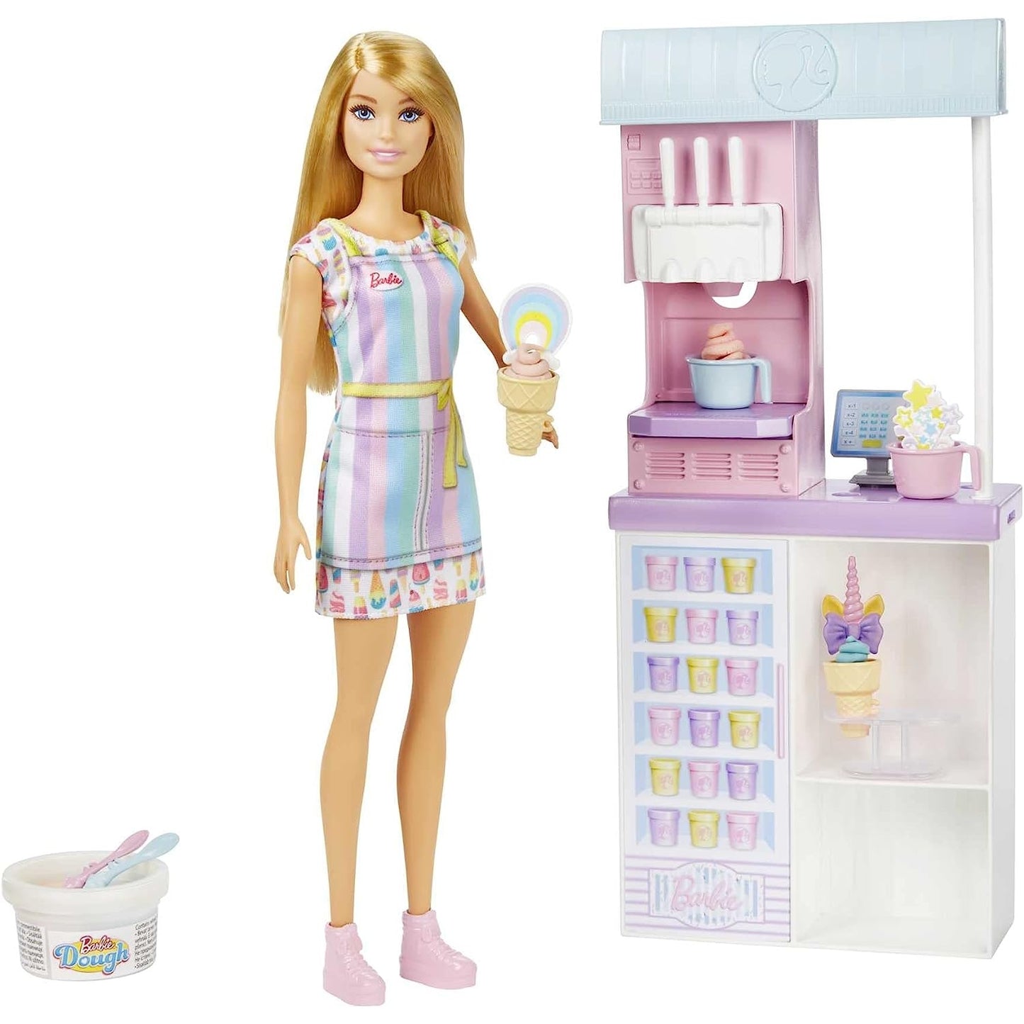 Barbie HCN46 You Can Be Anything Serie, Eisdiele, 1x Barbiepuppe mit blonden Haaren