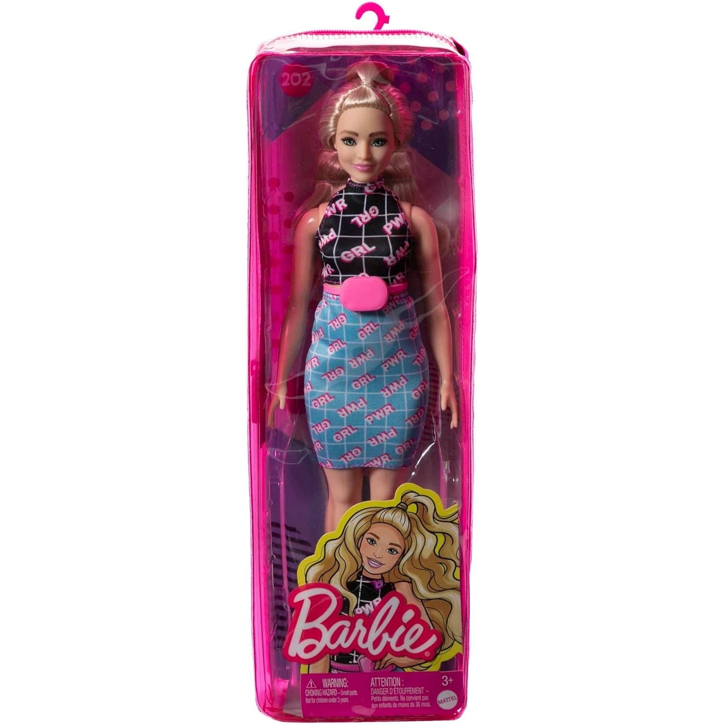 Barbie HJT01 Fashionistas Puppe, kurvige langen blonden Haaren, Girl Power Dress