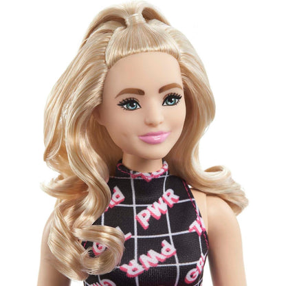 Barbie HJT01 Fashionistas Puppe, kurvige langen blonden Haaren, Girl Power Dress