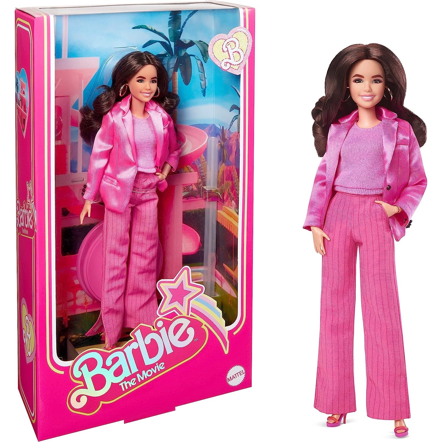 Barbie HPJ98 The MOVIE Puppe Filme Fans, Gloria im Pink-Hosenanzug America Ferreras