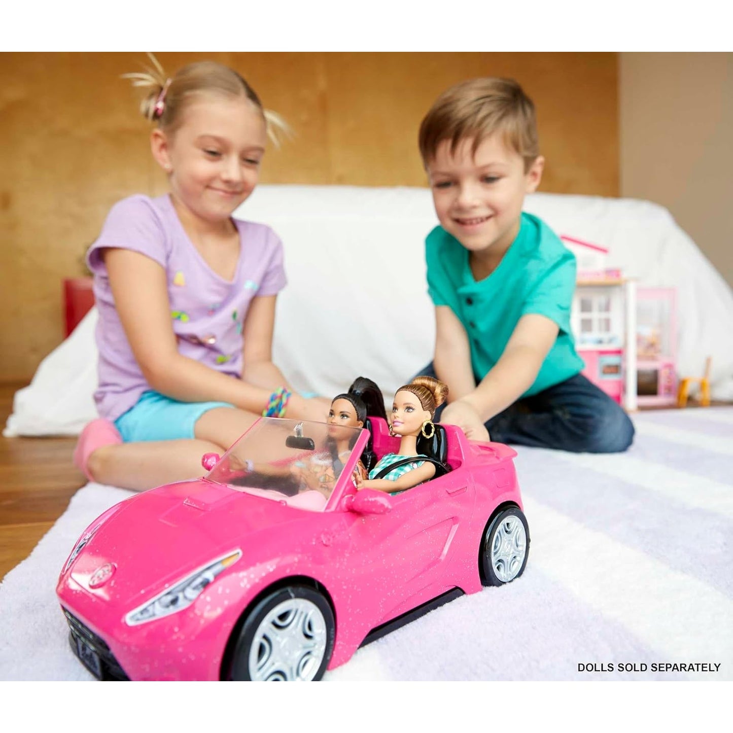 BarbieDVX59 Puppe und Auto, Barbie-Auto in glänzendem Pink, Cabrio-Auto