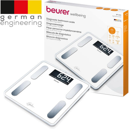 Beurer BF 400 white Diagnosewaage Signature Line, präzise Körperanalyse für bis zu 10 Personen