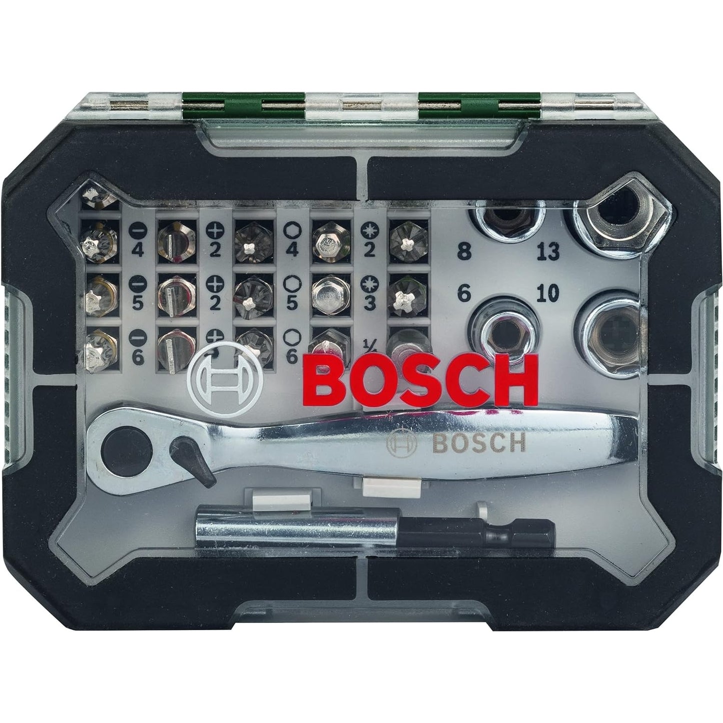 Bosch 26tlg. Schrauberbit und Ratschen-Set (PH-, PZ-, Hex-, T-, S-Bit, Zubehör Bohrschrauber und Schraubendreher)