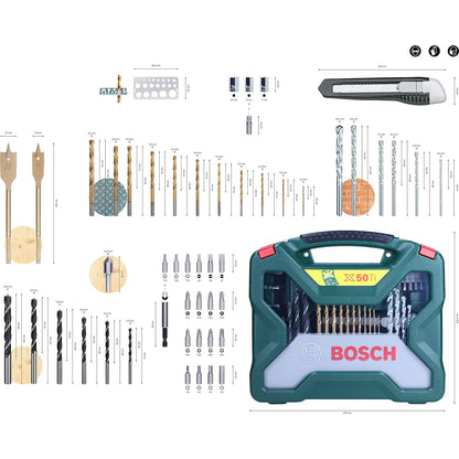 Bosch 50tlg. X-Line Titanium Bohrer und Schrauber Set (Holz, Stein und Metall, Zubehör Bohrmaschine)