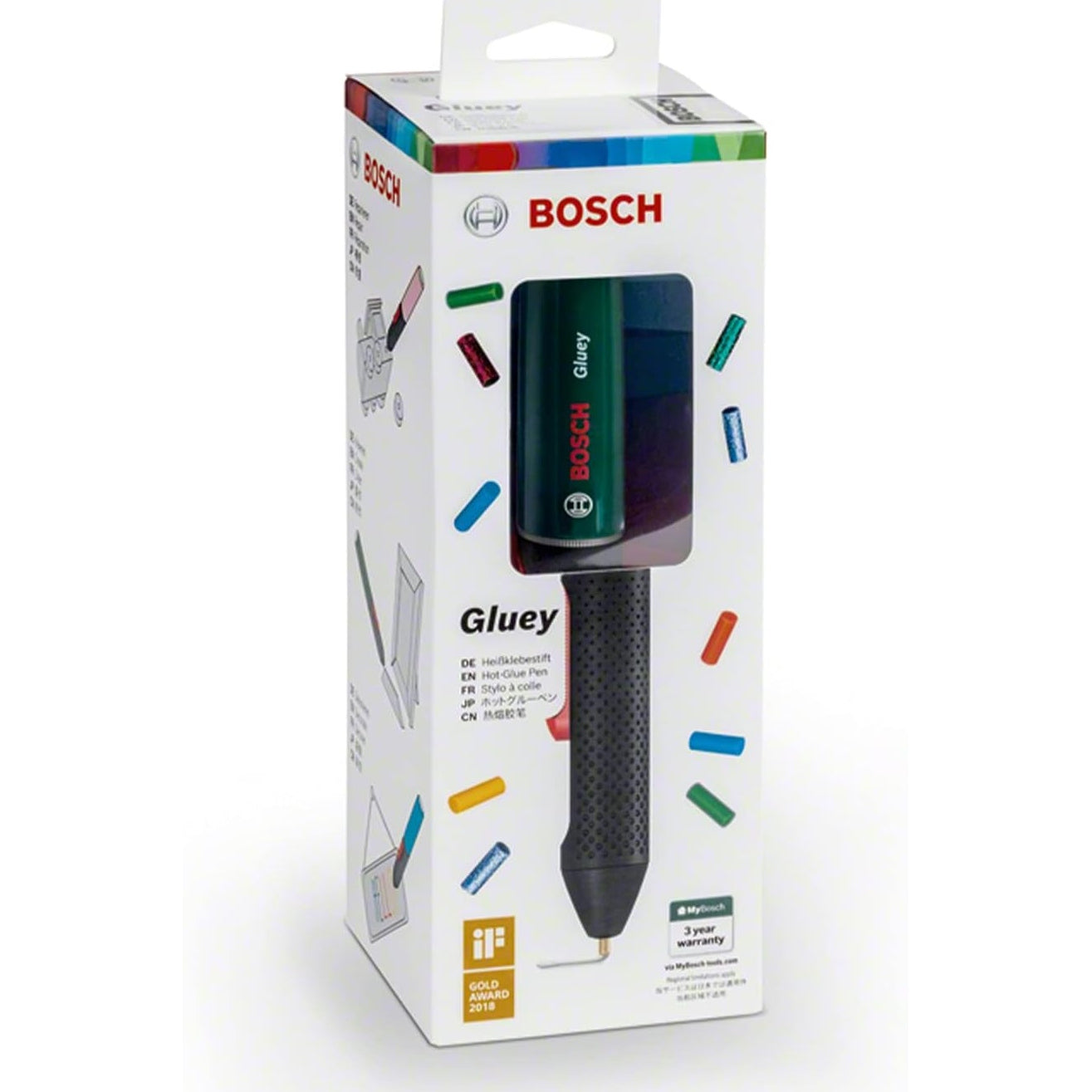 Bosch Akku Heißklebestift Gluey Evergreen (mit 20 Klebesticks, im Karton) dunkelgrün