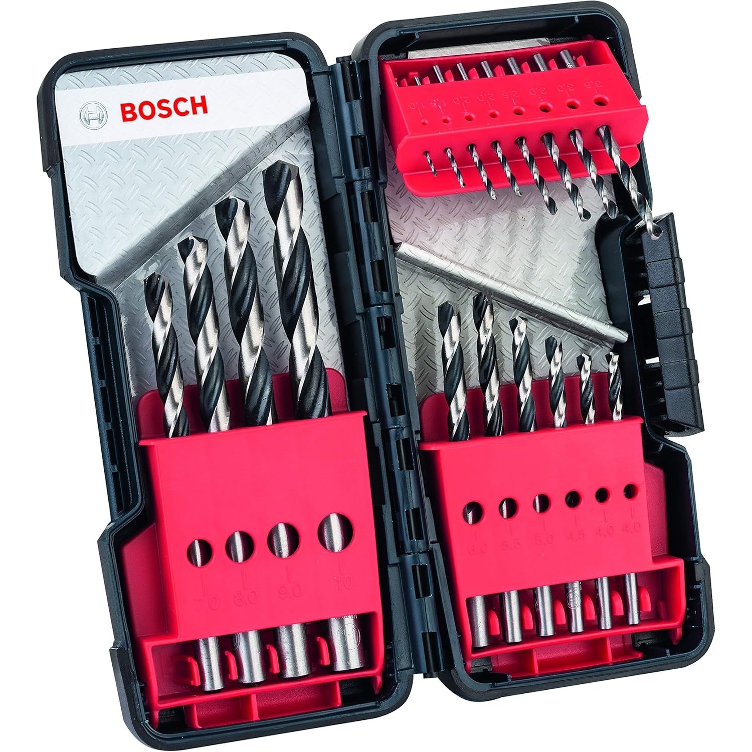 Bosch Professional 18-tlg. HSS Spiralbohrer Set PointTeQ für Metall Ø 1–10 mm Zubehör Bohrmaschine