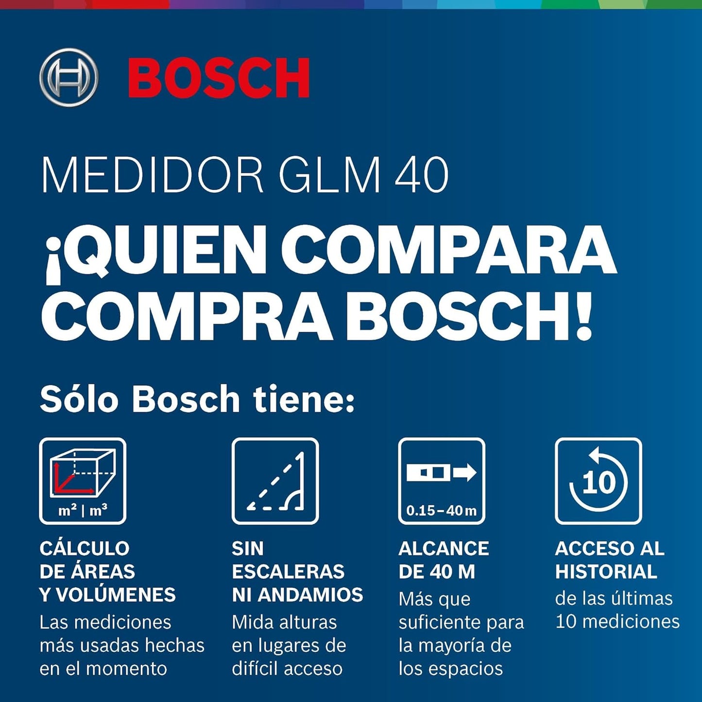 Bosch Professional Laser Entfernungsmesser GLM 40 (Flächen-/Volumenberechnung, max. Messbereich: 40 m, 2x 1,5-V Batterien, Schutztasche)