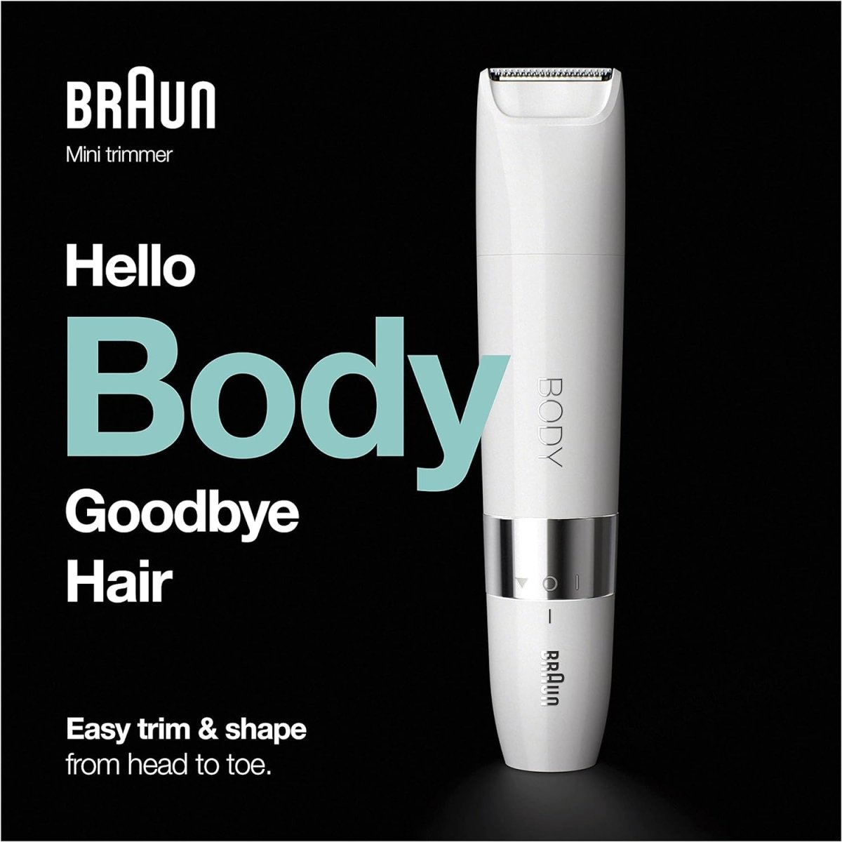 Braun Body Mini-Trimmer, elektrischer Körperrasierer mit Trimmeraufsatz für Damen und Herren