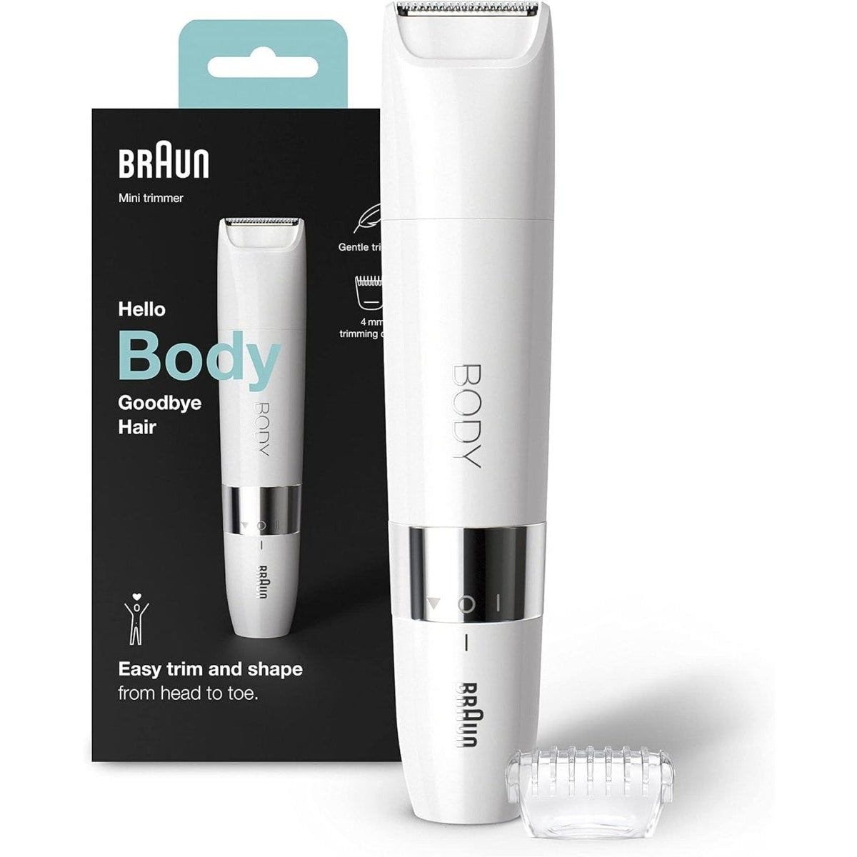 Braun Body Mini-Trimmer, elektrischer Körperrasierer mit Trimmeraufsatz für Damen und Herren