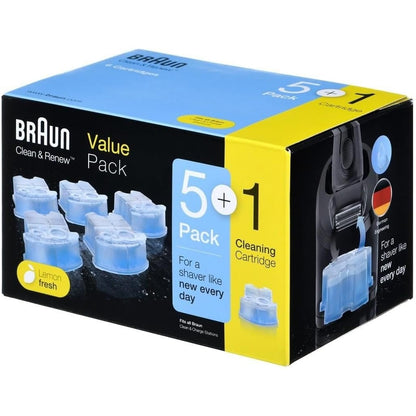 Braun Clean&Renew Reinigungskartusche (5er-Pack) inkl. 1 Reinigungskartusche gratis (limitierte X-Mas Edition)