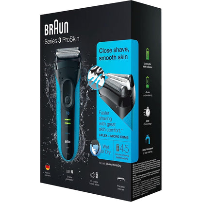 Braun Series 3 ProSkin Rasierer Herren, Elektrorasierer mit Präzisionstrimmer, wiederaufladbar kabellos 45 Min Laufzeit, Wet&Dry