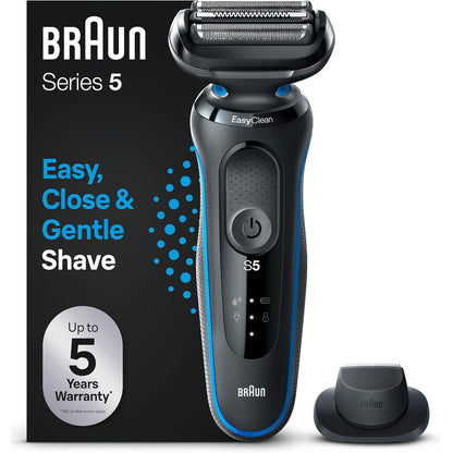 Braun Series 5 Elektrorasierer mit EasyClick Aufsatz & Präzisionstrimmer, Rasierer Herren Elektrisch, EasyClean, Wet & Dry