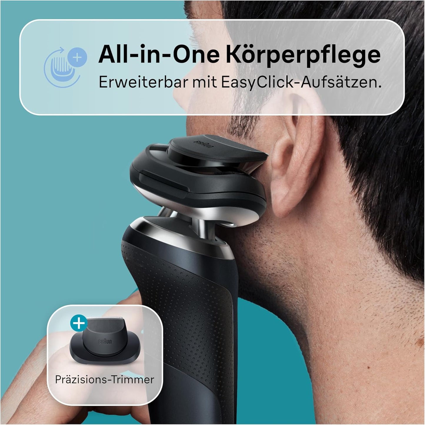 Braun Series 7 Elektrorasierer 360° Flex mit Präzisionstrimmer, Trimmer & Rasierer Herren Elektrisch, Wet & Dry, 71-N1200s