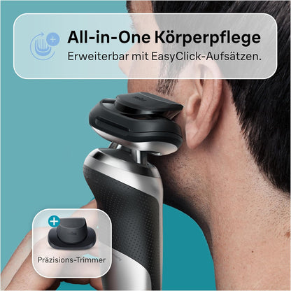 Braun Series 7 Elektrorasierer 360° Flex mit Reinigungsstation, Trimmer & Rasierer Herren Elektrisch, Wet & Dry