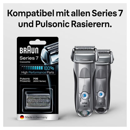 Braun Series 7 Elektrorasierer Scherkopf Kassette, Ersatzscherteil kompatibel mit Rasierer Herren Series 7, 70S, silber