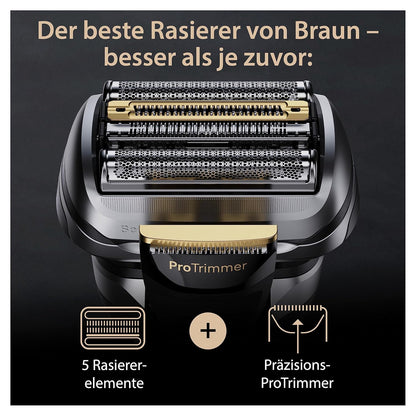 Braun Series 9 Pro+ Elektrorasierer mit 5 Pro Rasierelementen, Rasierer Herren Elektrisch, Langhaarschneider