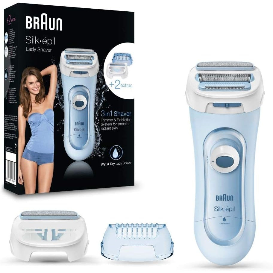 Braun Silk-épil 5 Damenrasierer 3-in-1-Elektrorasierer Trimmer- und Peeling-System Wet & Dry