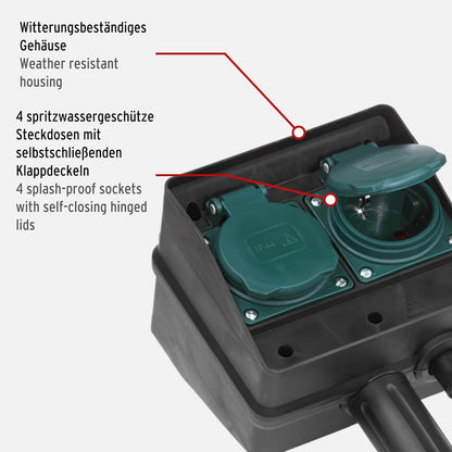 Brennenstuhl Garten-Steckdose/Außensteckdose 4-Fach mit Erdspieß witterungsbeständiger 10m Kabel