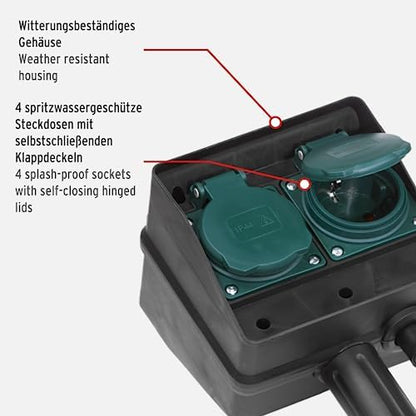 Brennenstuhl Garten-Steckdose/Außensteckdose 4-Fach mit Erdspieß witterungsbeständiger 10m Kabel